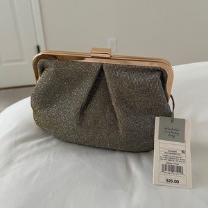 Sparkling Silver and Gold Clutch with Gold Chain